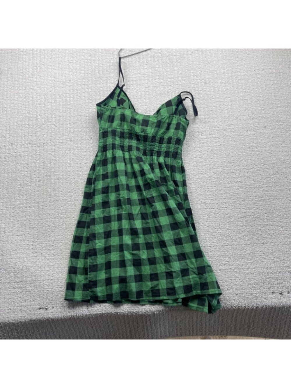 Y2k Green Plaid Babydoll Dress Grunge Skater 2000's Wom Sz S Spaghettis Straps - Picture 7 of 7